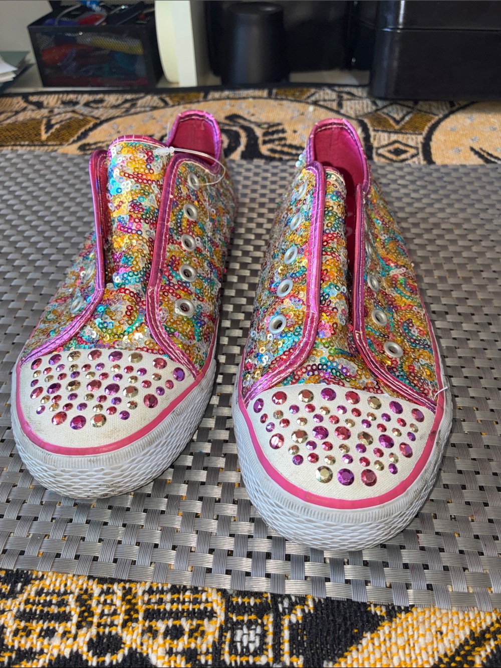 Place Girls Pink Multicolor Sequin Slip-On Sneakers